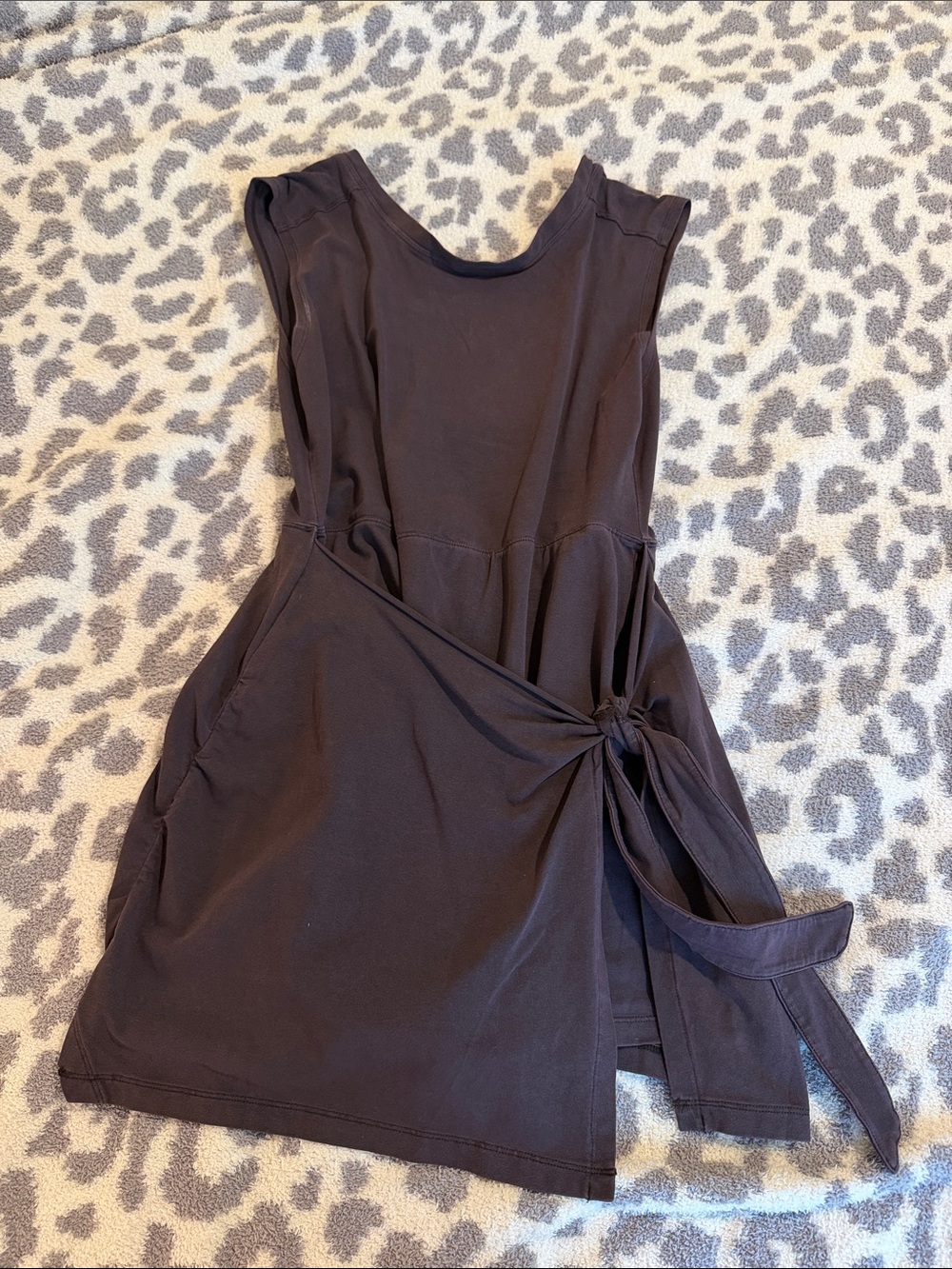FP Movement by Free People Sleeveless Tie-Waist Mini Dress in Dark Brown